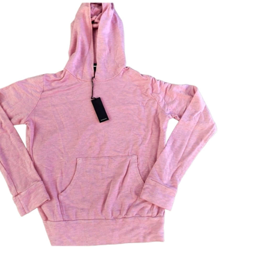 Monrow Women's Super Soft Pullover Hooded Sweatshirt Pink XS NWT